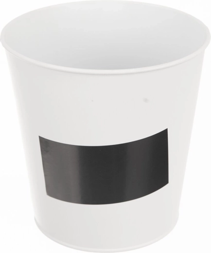 Cache-pot en métal blanc avec étiquette à écrire à la craie 15 × 15 × 15 cm
