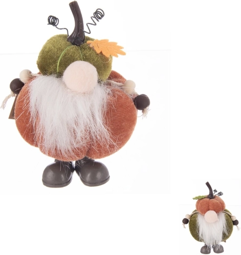 Polyresin gnome with pumpkin – autumn decoration (2 variants)