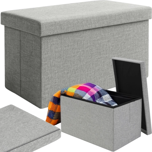 Foldable storage ottoman RUHHY grey 60 × 30 × 30 cm