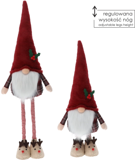Christmas gnome with adjustable legs 70–100 cm red - 1 piece