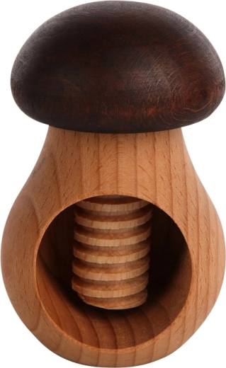 Wooden nutcracker in mushroom shape