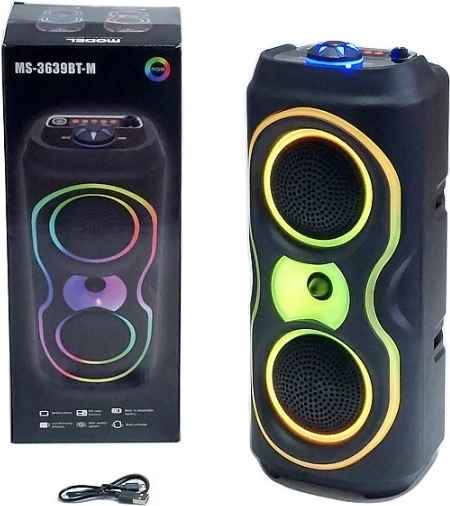 Portable Bluetooth speaker with RGB lighting, USB and FM radio