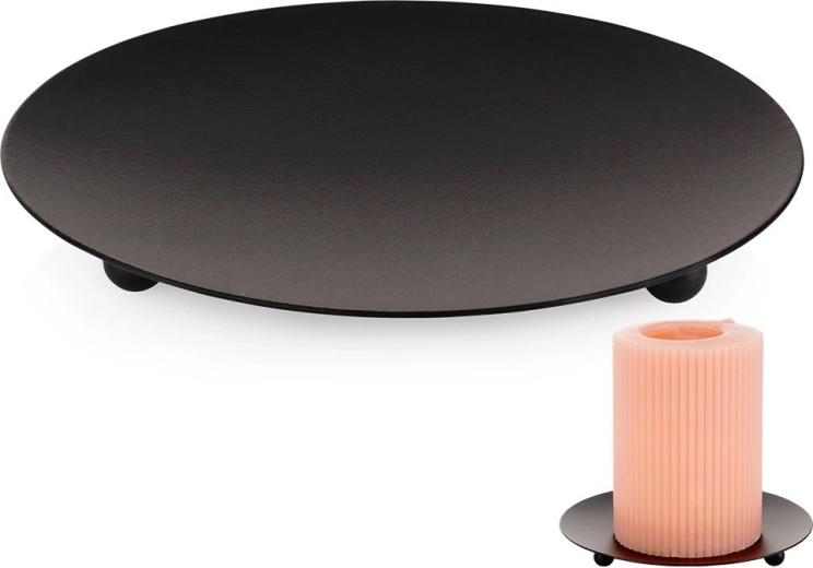 Sous-plat en métal pour bougie noir 12 cm