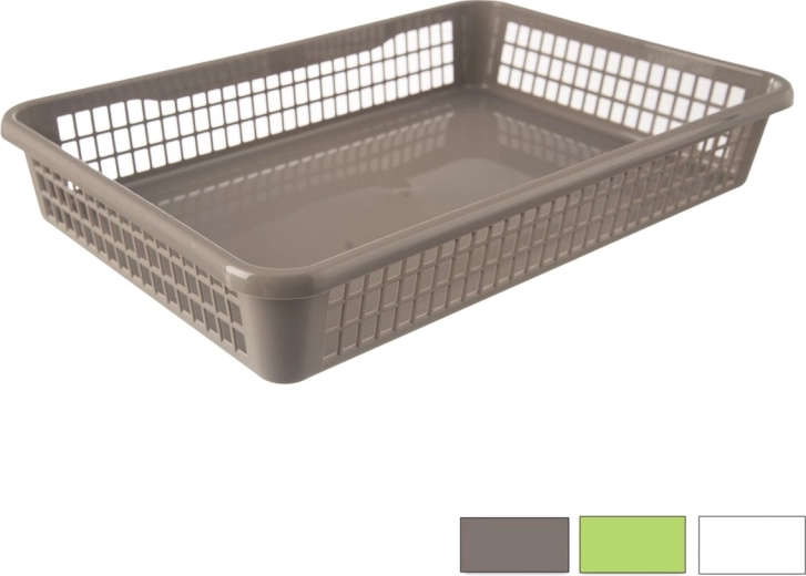 Plastic organizer – lage mand 38,5 × 25,5 × 6,5 cm (mix kleuren)
