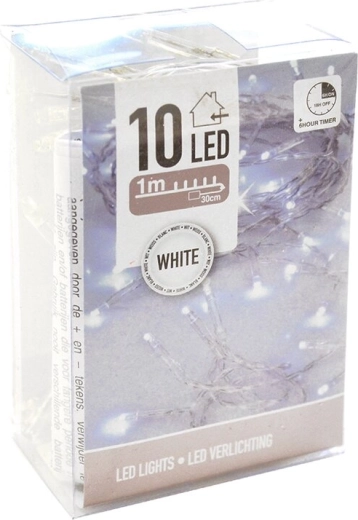 Guirlande lumineuse LED d’intérieur – blanc, 10 LED, 120 cm, avec minuterie