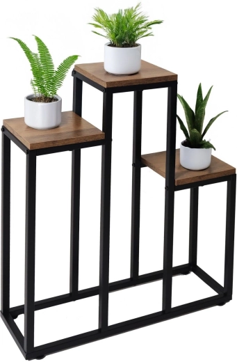 Metall-Blumenständer, 3-stöckig, in Rustikal-Eiche - 1 Stück