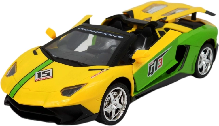 Op afstand bestuurbare sportauto cabriolet met LED-verlichting geel - 1 stuk