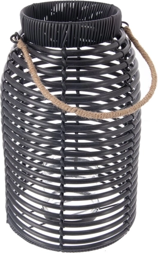 Plastic and wood candle holder in black finish, small