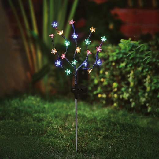 Solarbloem op prikstok met 20 gekleurde leds, 65 cm