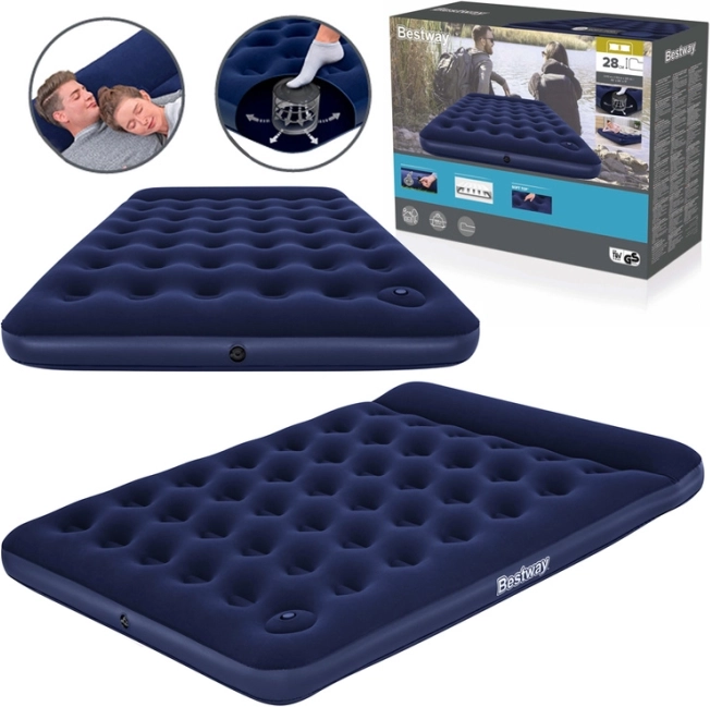 BESTWAY Queen Air Mattress with Built-in Foot Pump 203 × 152 × 28 cm