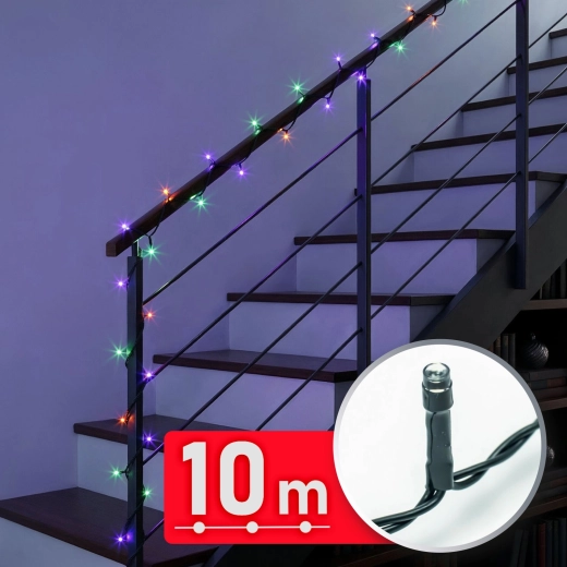 Guirlande lumineuse LED multicolore de 10 m, 200 LED, câble vert
