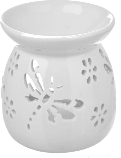 White porcelain aroma lamp with a dragonfly motif