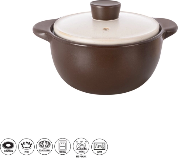 Ceramic oven-safe pot 3.1 l with lid