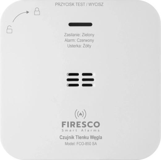Standalone carbon monoxide detector Firesco FCO-850 SA (10-year lifetime)