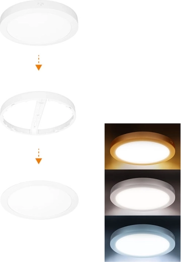 Mini panneau LED Solight pour salle de bain 2en1 3CCT 18 W IP54 blanc rond