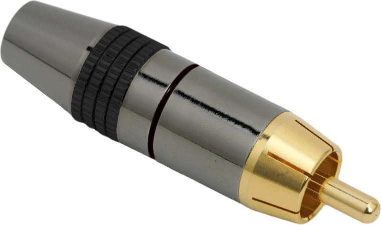 Vergulde RCA-connector met zilveren markeringsring