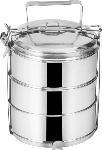 Marmite empilable en inox à trois étages 3 × 1,3 l