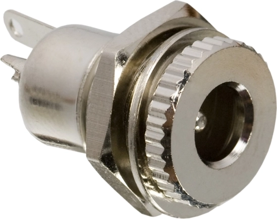 Metal panel-mount DC socket 5.5 × 2.5 mm
