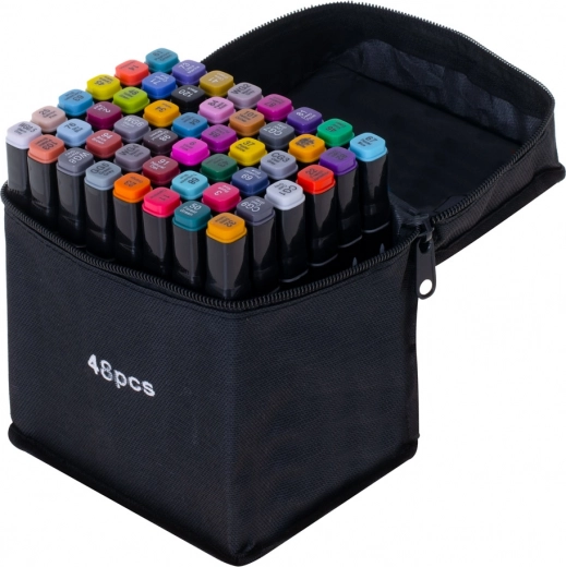 Dual-tip alcohol markers in a case with stand – 48