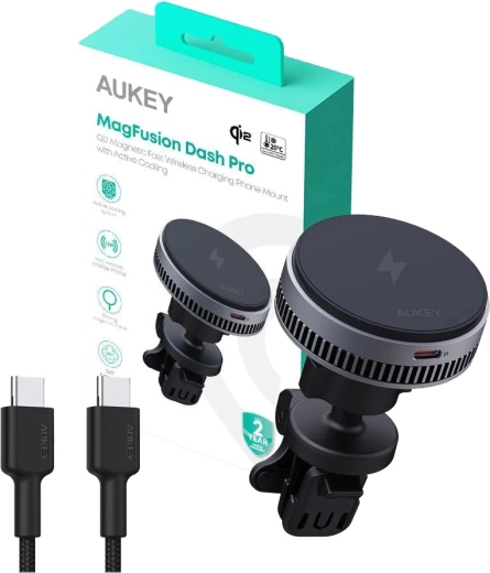 Aukey MagFusion Dash Pro Qi2 Magnetic Car Mount with Active Cooling