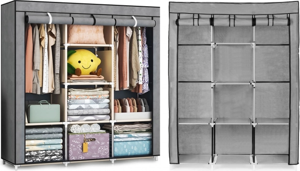 MODERNHOME Fabric Wardrobe with Shelves and Hanging Rails