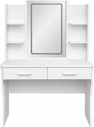 Two drawers and a wide top for organization