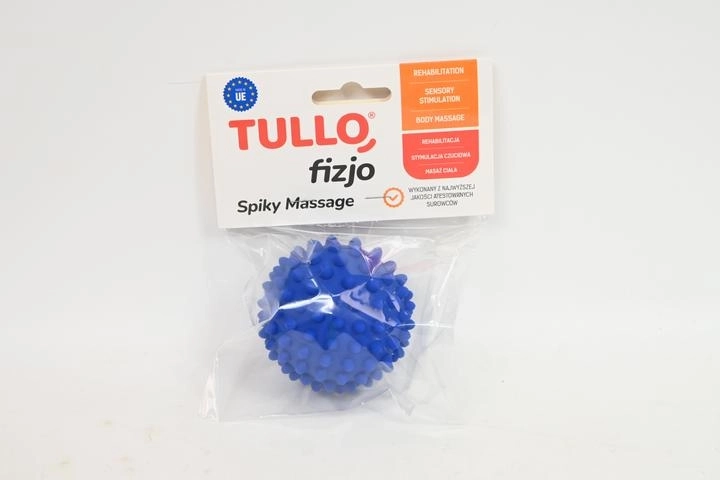 Fizjo rehabilitation massage ball with spikes 7.6 cm blue