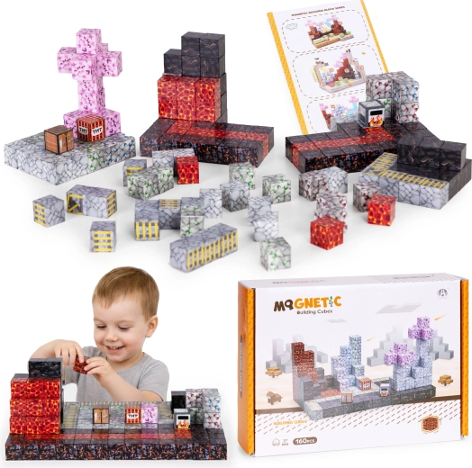Magnetic building set for kids, 160 pieces