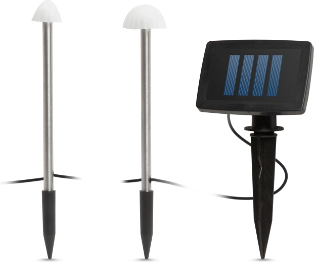 Zonne-LED-verlichting in de vorm van mini-paddenstoelen, 12 stuks, warm wit