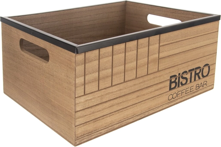 Bistro wooden and metal crate 29.5 × 22 × 13.5 cm