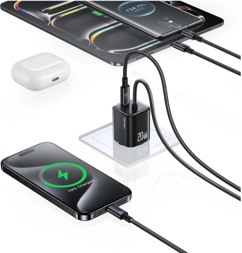 Zwei Geräte gleichzeitig laden (2× USB‑C)