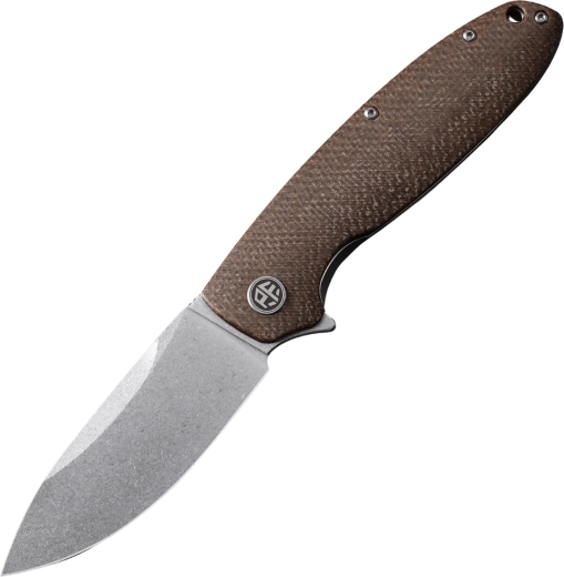 Petrified Fish Terra zakmes 8 cm, stonewash, bruine Micarta