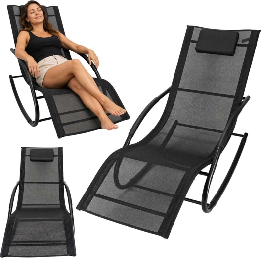 Luaro rocking garden lounger with headrest and armrests