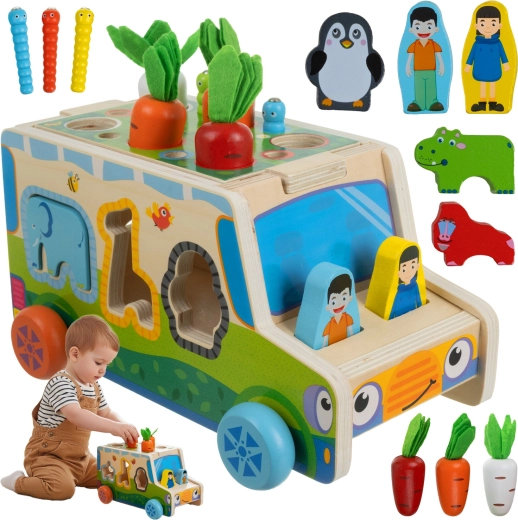 Voiture éducative en bois avec trieur Kruzzel