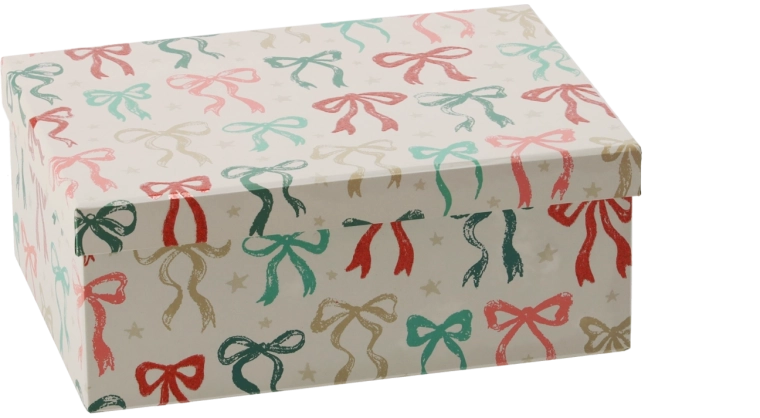 Weihnachts-Geschenkbox mit Schleife 23 × 16,5 × 9 cm - 1 Stück