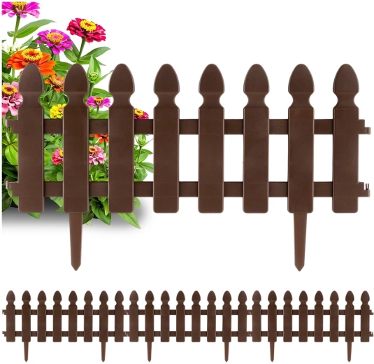 Clôture de bordure de jardin marron 49 × 21 cm, lot de 4 pièces