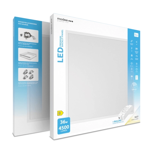 Modee Premium Line LED-paneel met achtergrondverlichting 60 × 60 cm 36 W 3CCT met driver