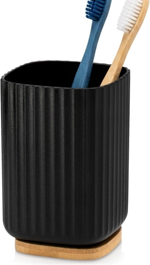 Vilde bathroom tumbler for toothbrushes black 7.5 x 11 cm - 1 piece