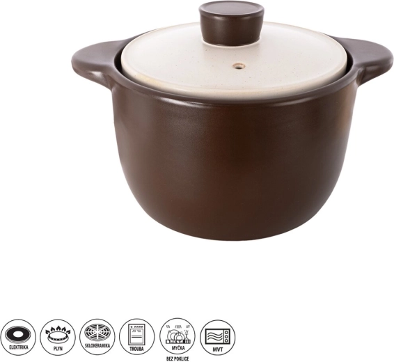 Keramik-Feuerfester Topf 4,2 l mit Deckel