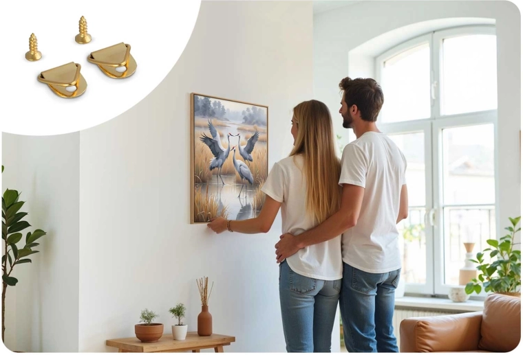 Easy hanging of the finished artwork