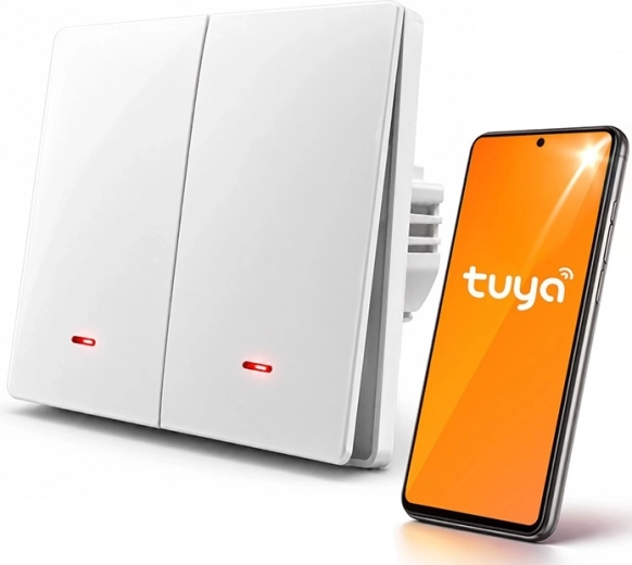 Interrupteur mural Wi‑Fi intelligent pour lumière, 2 canaux avec minuterie - 1 pièce