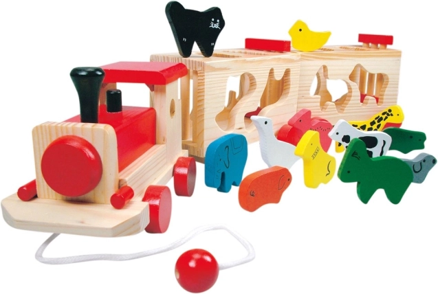 Bino Wooden Train with Zoo Animals