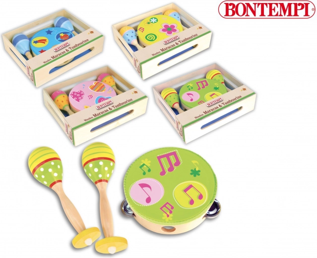 Wooden maracas and tambourine BONTEMPI