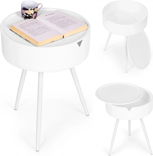 Round Nightstand with Removable Plastic Top ModernHome
