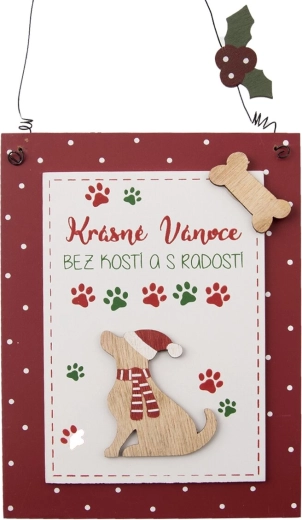Pancarte en bois « Joyeux Noël » rouge 15 × 20 cm