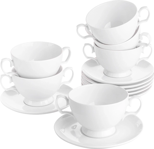 Service à bouillon MariaPaula klasyka blanc 350 ml avec soucoupes