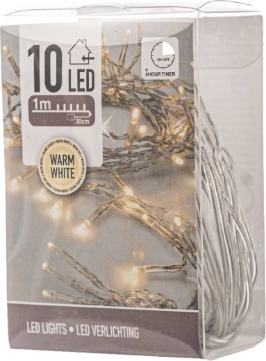 LED-Lichterkette für den Innenbereich 1 m, 10 LED, warmgelb, mit Timer