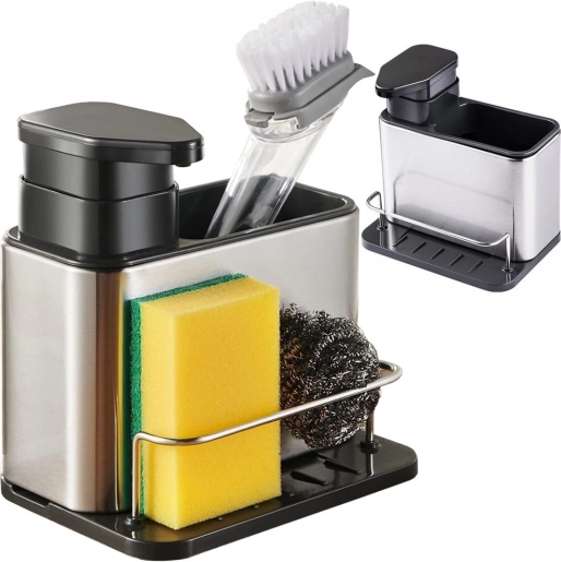 Distributeur de savon de cuisine et organisateur pour éponges