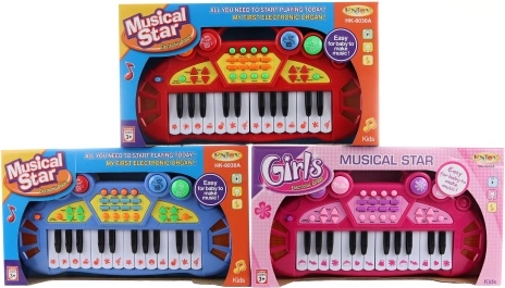 Kids’ piano with animal sounds, battery-powered