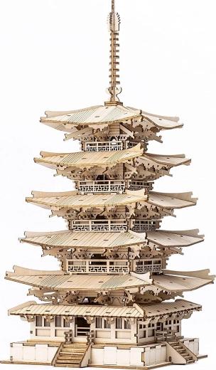 3D houten puzzel vijf verdiepingen pagode